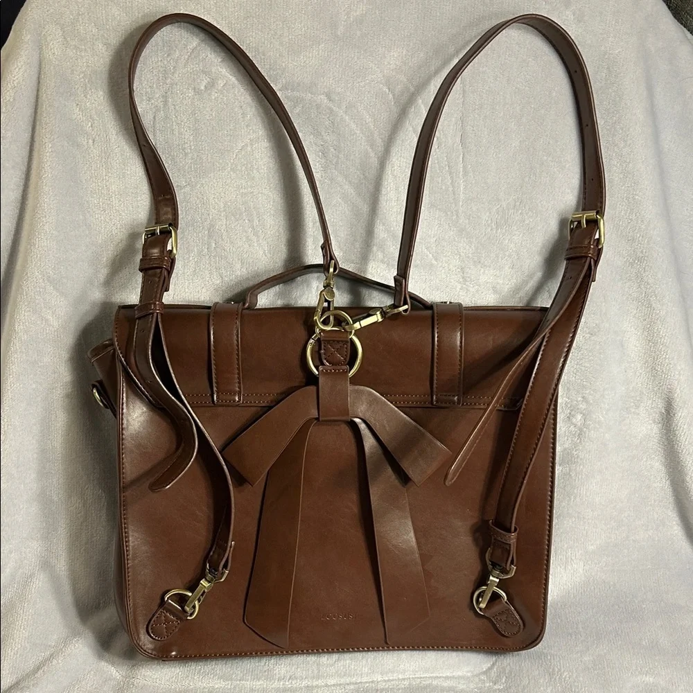 Ecosusi Women’s Brown Vegan Leather Bow Briefcase/ Laptop Bag / Backpack